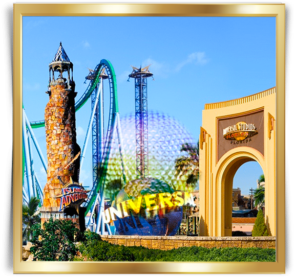 Thrilling roller coasters and ornate gateways at Universal Studios Florida, indulge in VIP tours for a memorable experience